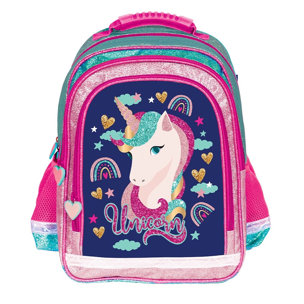 Ghiozdan ergonomic, imprimeu unicorn, bretele ajustabile, baza spuma EVA, inaltime 38 cm - imagine 4
